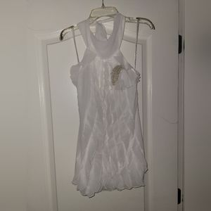 NWOT White Halter Style Top with Ruffles